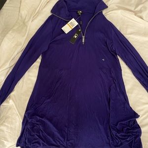 NWT Cable & Gauge 1/2 zip navy blue light pullover sweater/jacket, flared size S